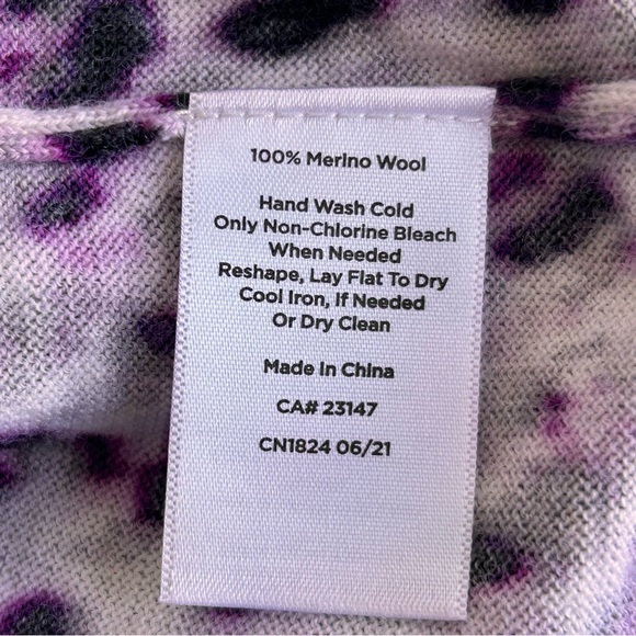 Talbot's Animal Leopard Print Merino Wool Puff Sleeves Knit Sweater - Picture 8 of 13